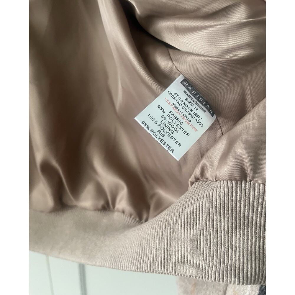 Parisian women bomber jacket Sz. 10 plaid brown academia preppy - Picture 4 of 7
